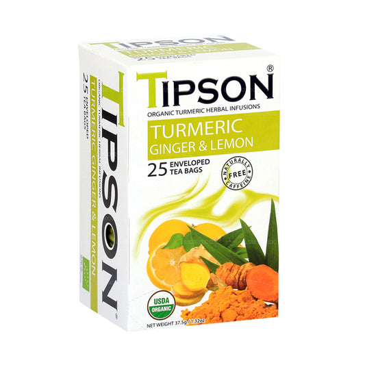 Tipson Organic Turmeric Ginger and Lemon (37.5g) 25 Enveloped Tea Bags