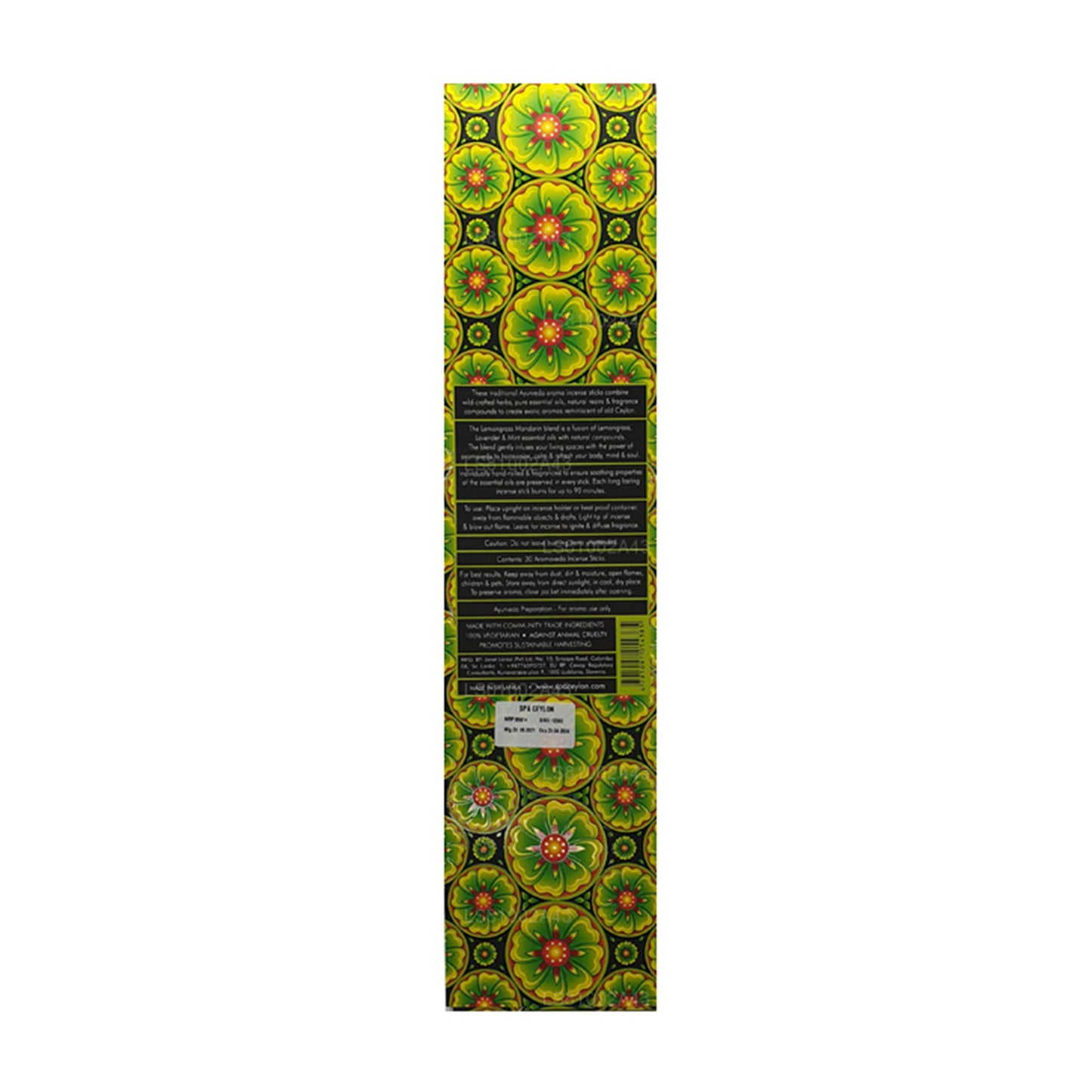 Spa Ceylon Lemongrass Mandarin Aromaveda 30 Incense Sticks