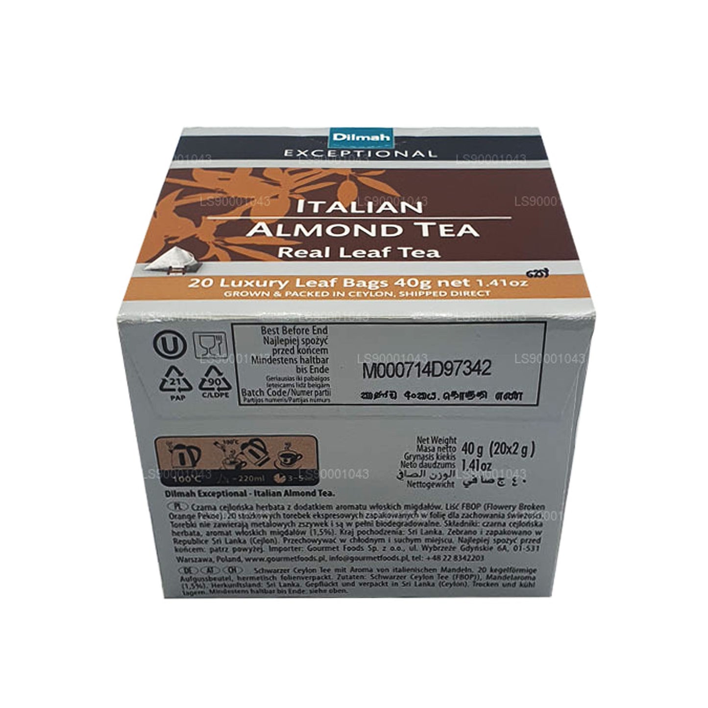 Dilmah Exceptional Italian Almond Real Leaf Tea (40g) 20 Tea Bags