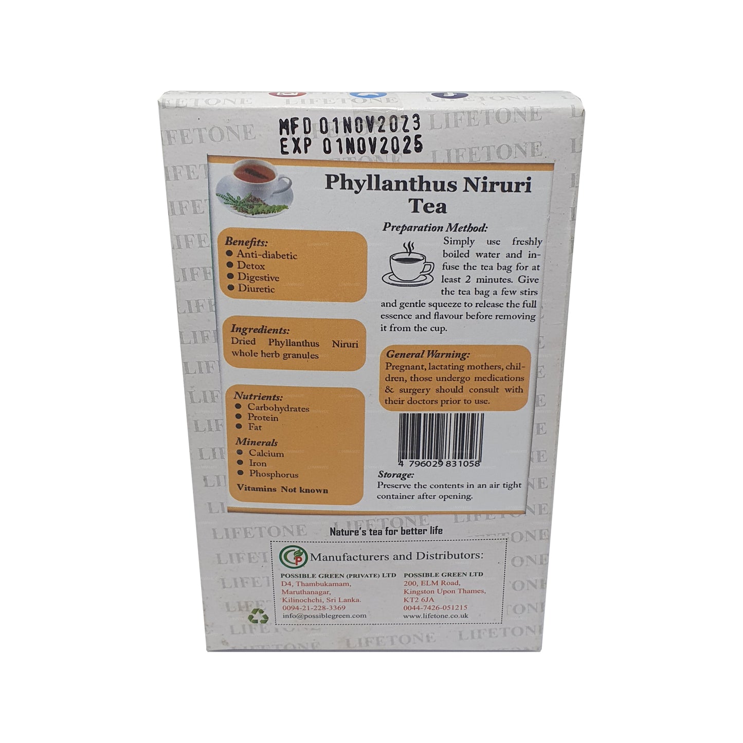 Lifetone Phylanthus Niruri Tea (30g) 20 Tea Bags