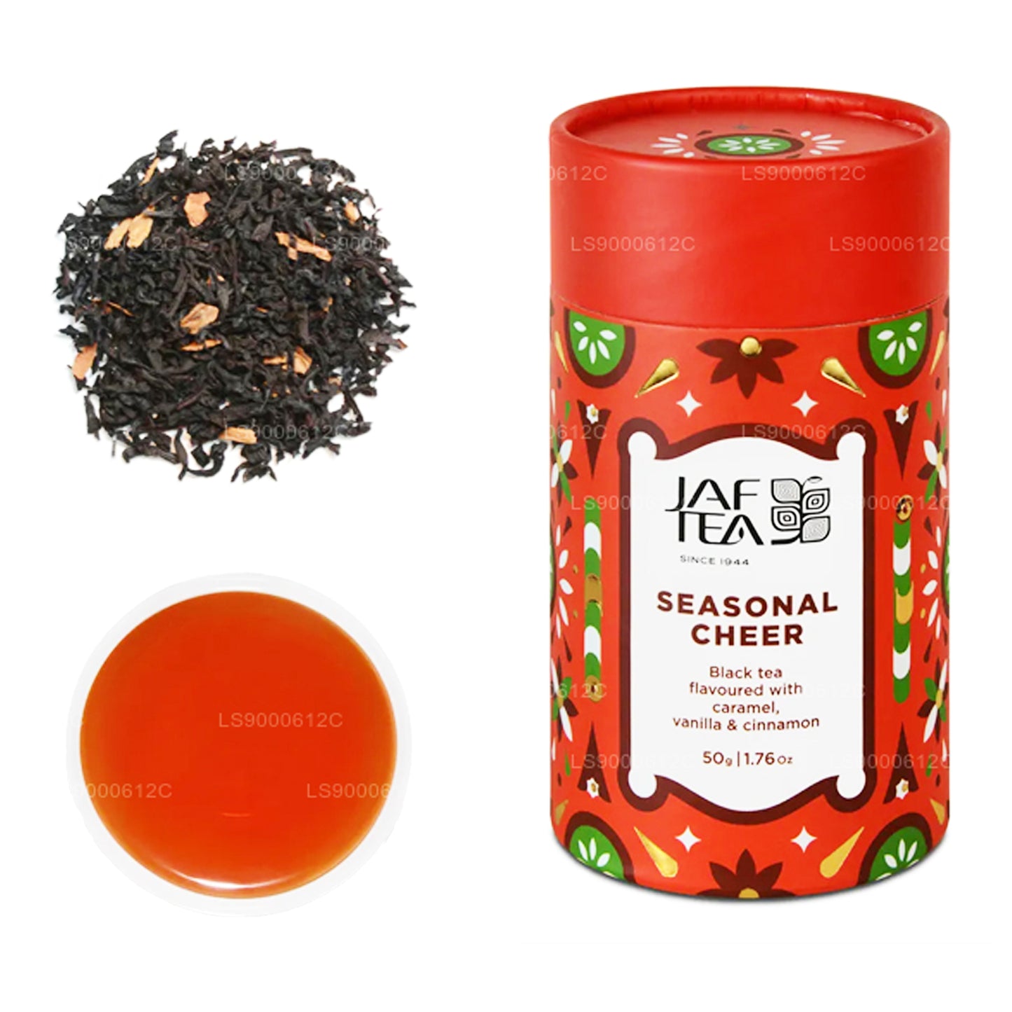 Jaf Tea Seasonal Cheer Black Tea Flavored With Caramel, Vanilla and Cinnamon Caddy (50g)