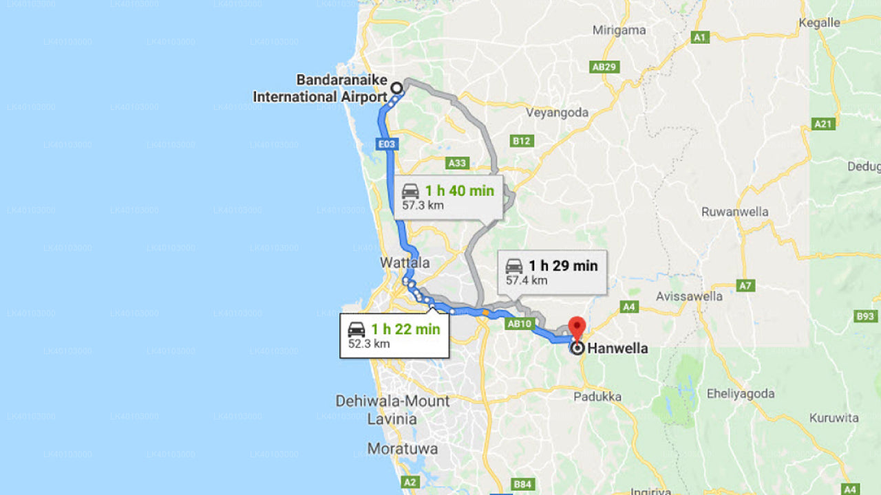 Colombo Airport (CMB) to Hanwella City Private Transfer