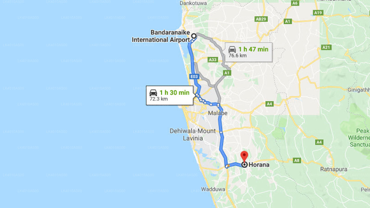 Colombo Airport (CMB) to Horana City Private Transfer