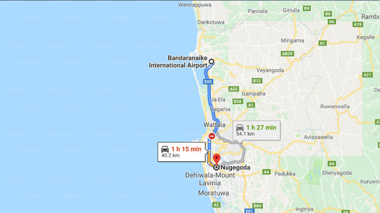 Colombo Airport (CMB) to Nugegoda City Private Transfer