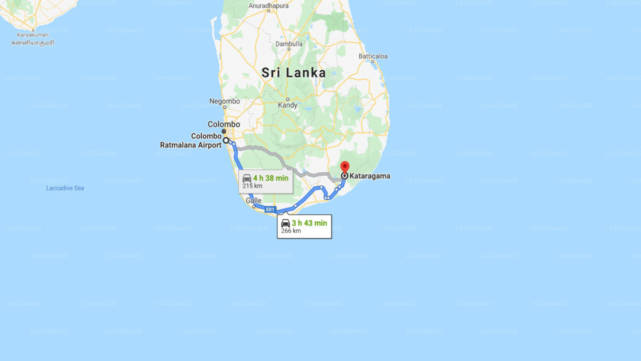 Ratmalana Airport (RML) to Kataragama City Private Transfer