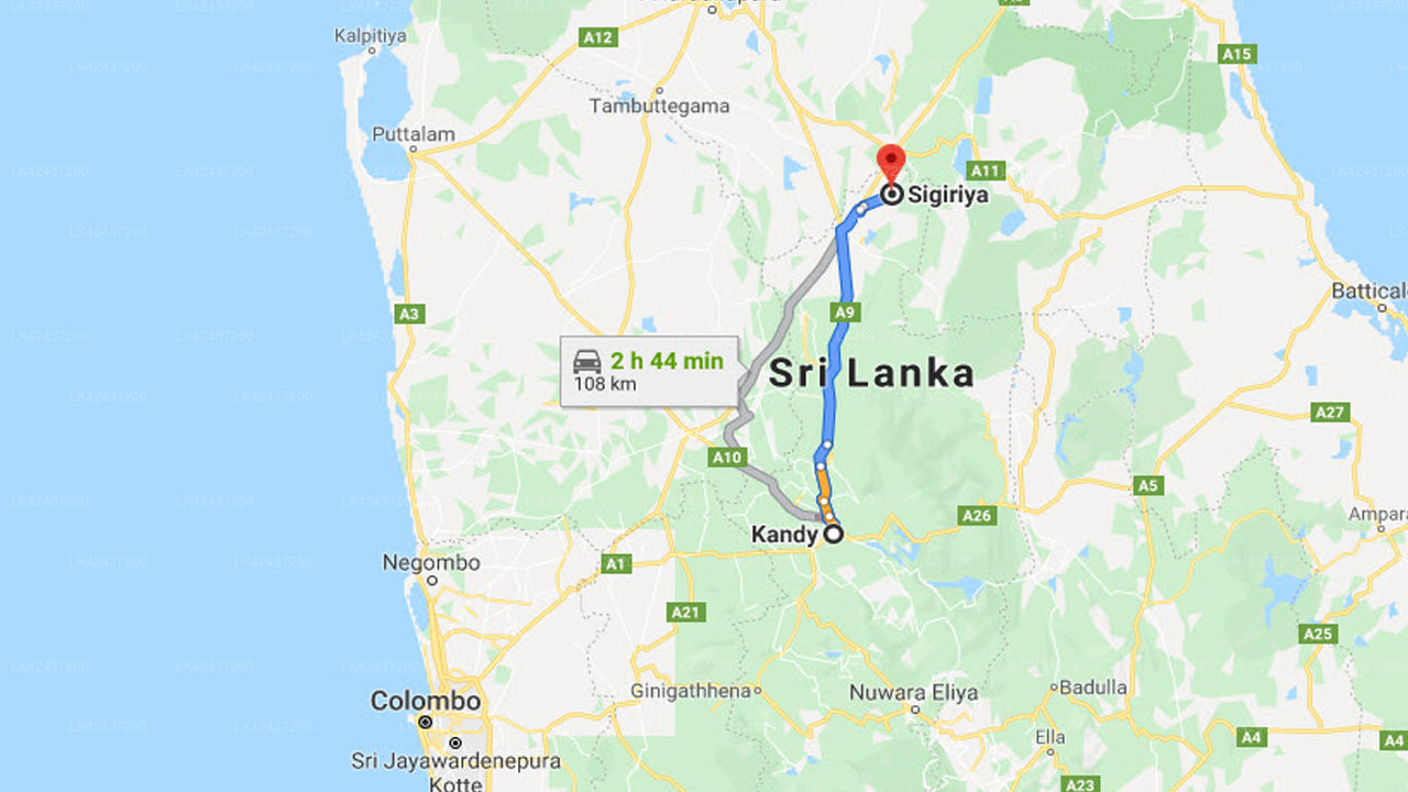 Kandy City to Sigiriya City Private Transfer