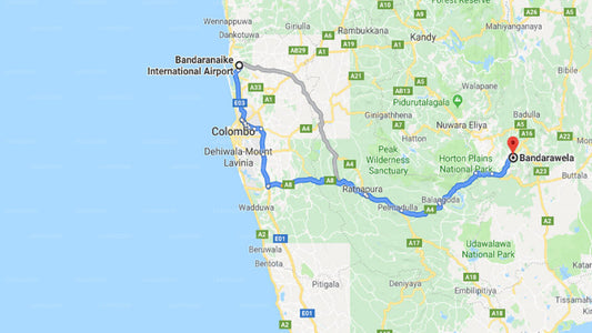 Transfer between Colombo (CMB) Airport and Bandarawela Hotel, Bandarawela