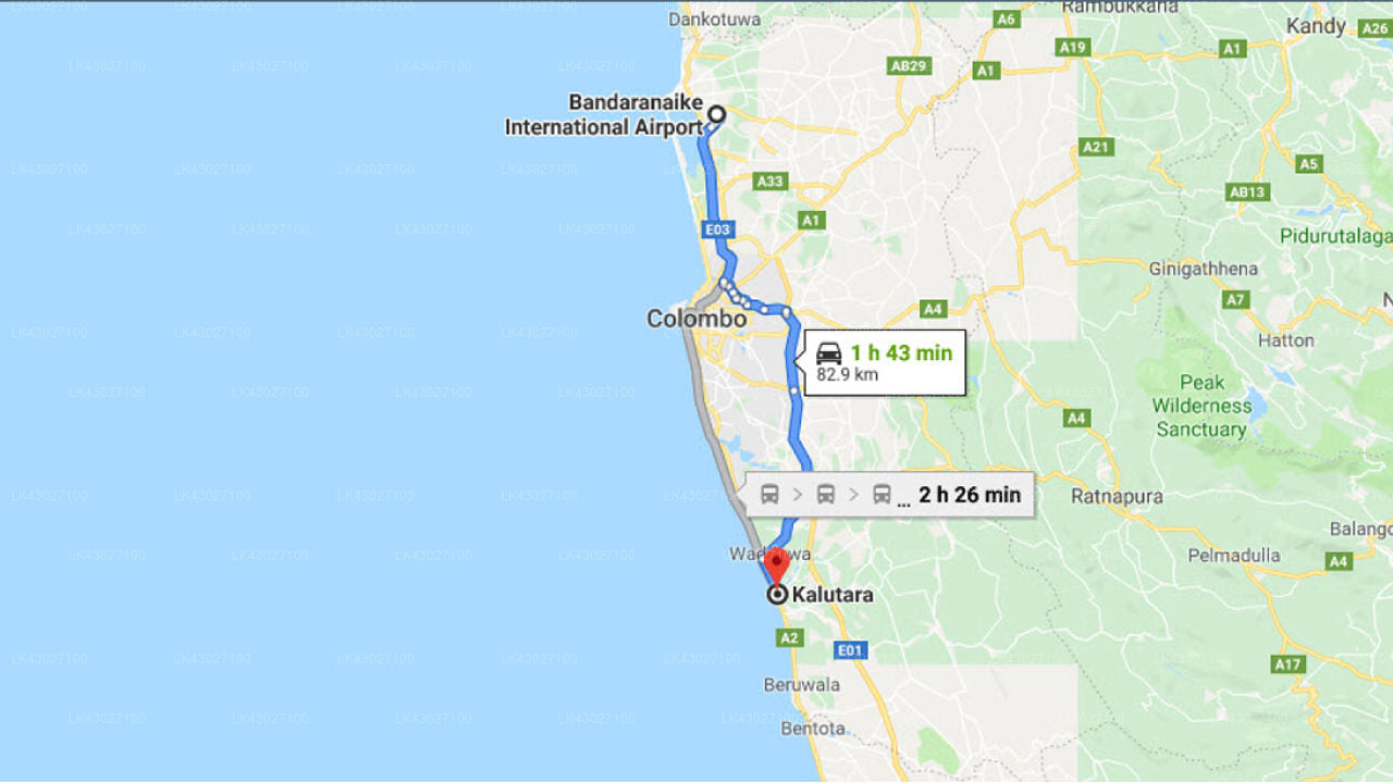 Transfer between Colombo Airport (CMB) and Mermaid Hotel Club, Kalutara