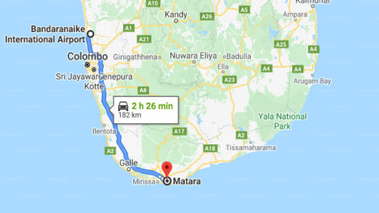 Transfer between Colombo Airport (CMB) and Sanaya Mansion, Matara