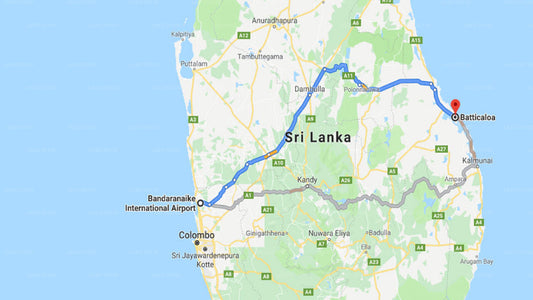 Transfer between Colombo Airport (CMB) and Green Garden Hotel, Batticaloa