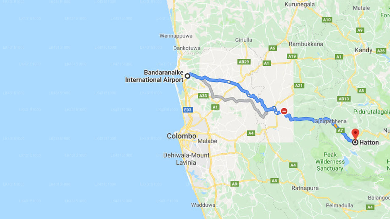 Transfer between Colombo Airport (CMB) and Mandira Taylor's Hill, Hatton