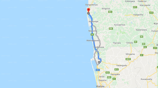 Transfer between Colombo Airport (CMB) and Irana Villa, Chilaw