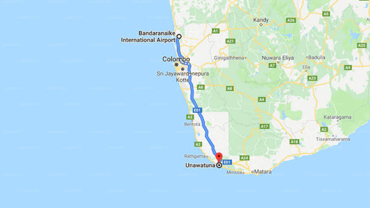 Transfer between Colombo Airport (CMB) and Cantaloupe Levels, Unawatuna