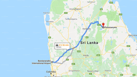 Transfer between Colombo Airport (CMB) and Ruins Chaaya Hotel, Polonnaruwa