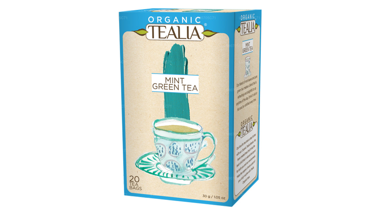 Tealia Organic Green Tea with Mint - 20 Envelope Tea Bags (30g)